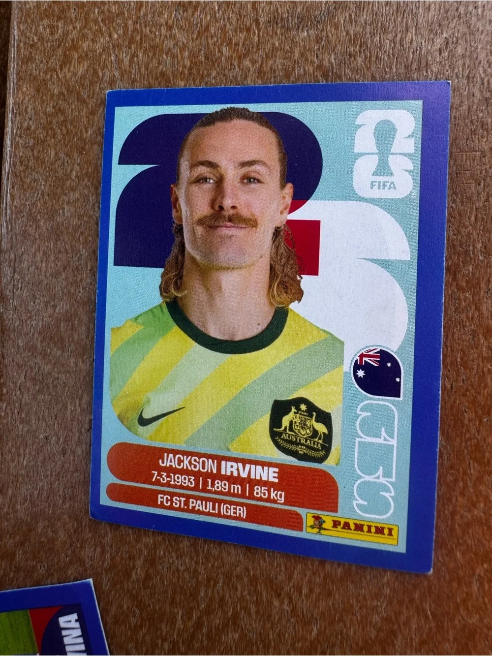 Blue border AUS 11 Jackson Irvine panini sticker fifa worldcup 26